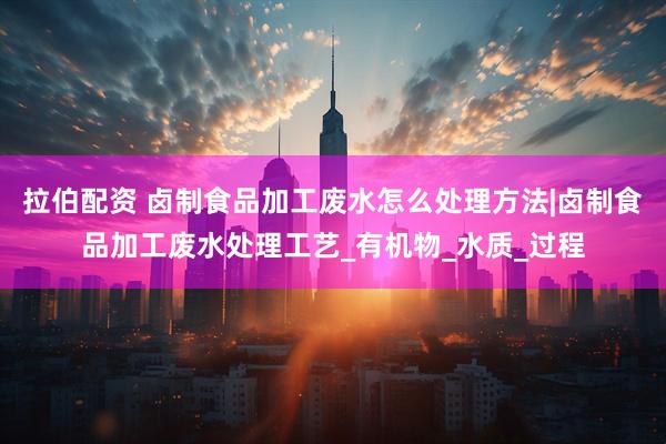 拉伯配资 卤制食品加工废水怎么处理方法|卤制食品加工废水处理工艺_有机物_水质_过程