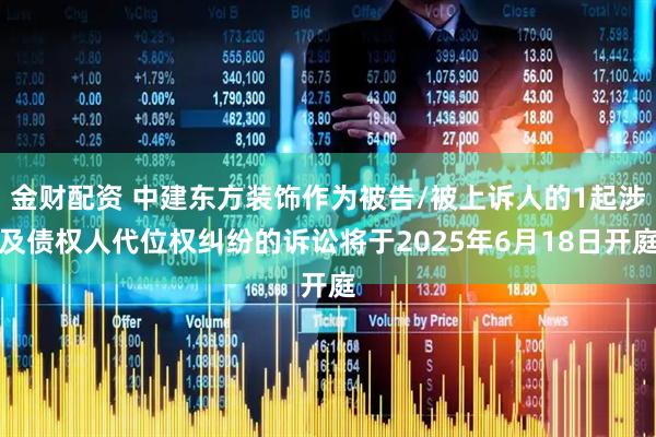金财配资 中建东方装饰作为被告/被上诉人的1起涉及债权人代位权纠纷的诉讼将于2025年6月18日开庭