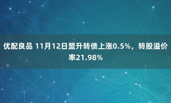 优配良品 11月12日盟升转债上涨0.5%,转股溢价率21.98%