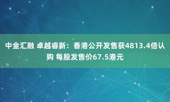 中金汇融 卓越睿新：香港公开发售获4813.4倍认购 每股发售价67.5港元